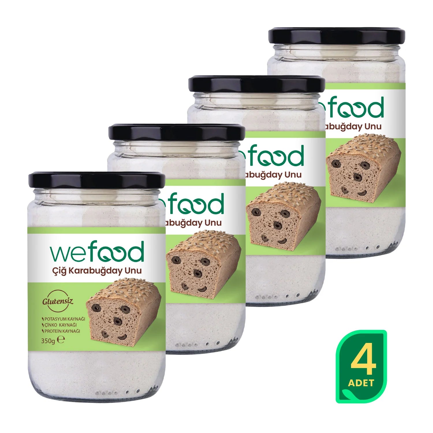 Wefood Glutensiz Çiğ Karabuğday Unu 350 gr 4'lü